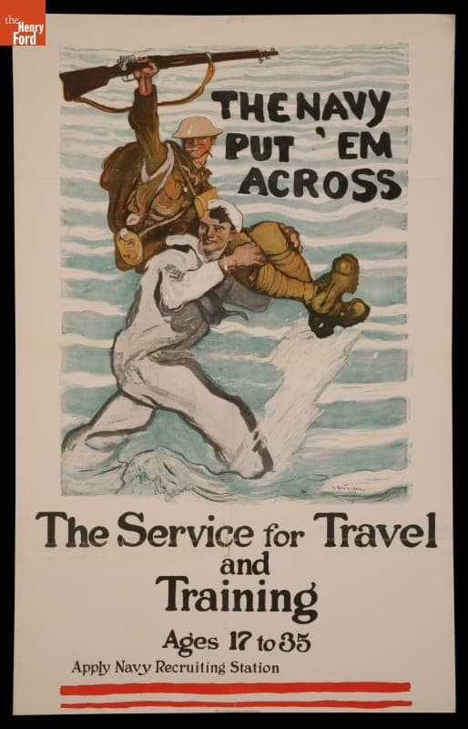 World War I Poster, "The Navy Put 'em Across," 1918