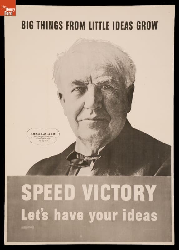 World War II Poster, "Big Things from Little Ideas Grow; Speed Victory," 1943