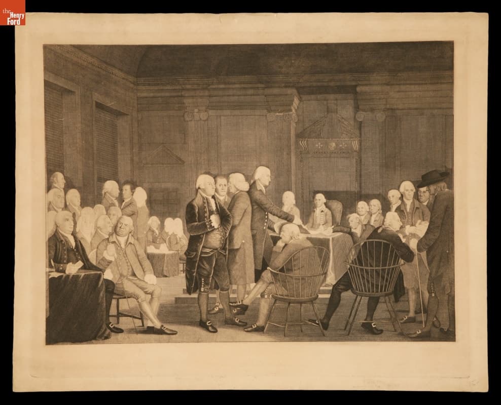 Engraving, "Second Continental Congress Voting Independence," Made circa 1926 from a 1784 Painting