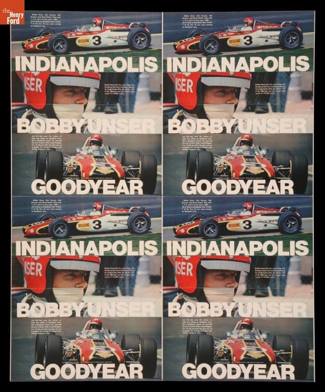 Advertising Poster, "Indianapolis - Bobby Unser - Goodyear," 1968