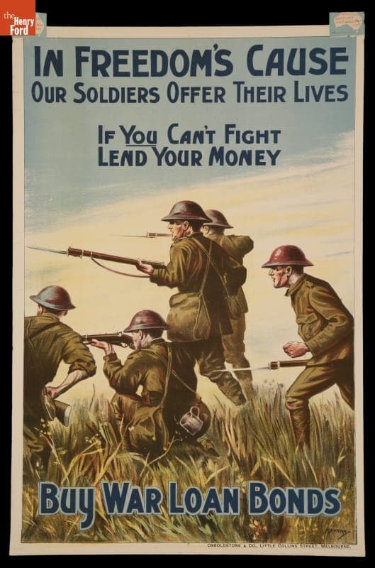 World War I Poster, "In Freedom's Cause...Buy War Loan Bonds," Australia, circa 1916
