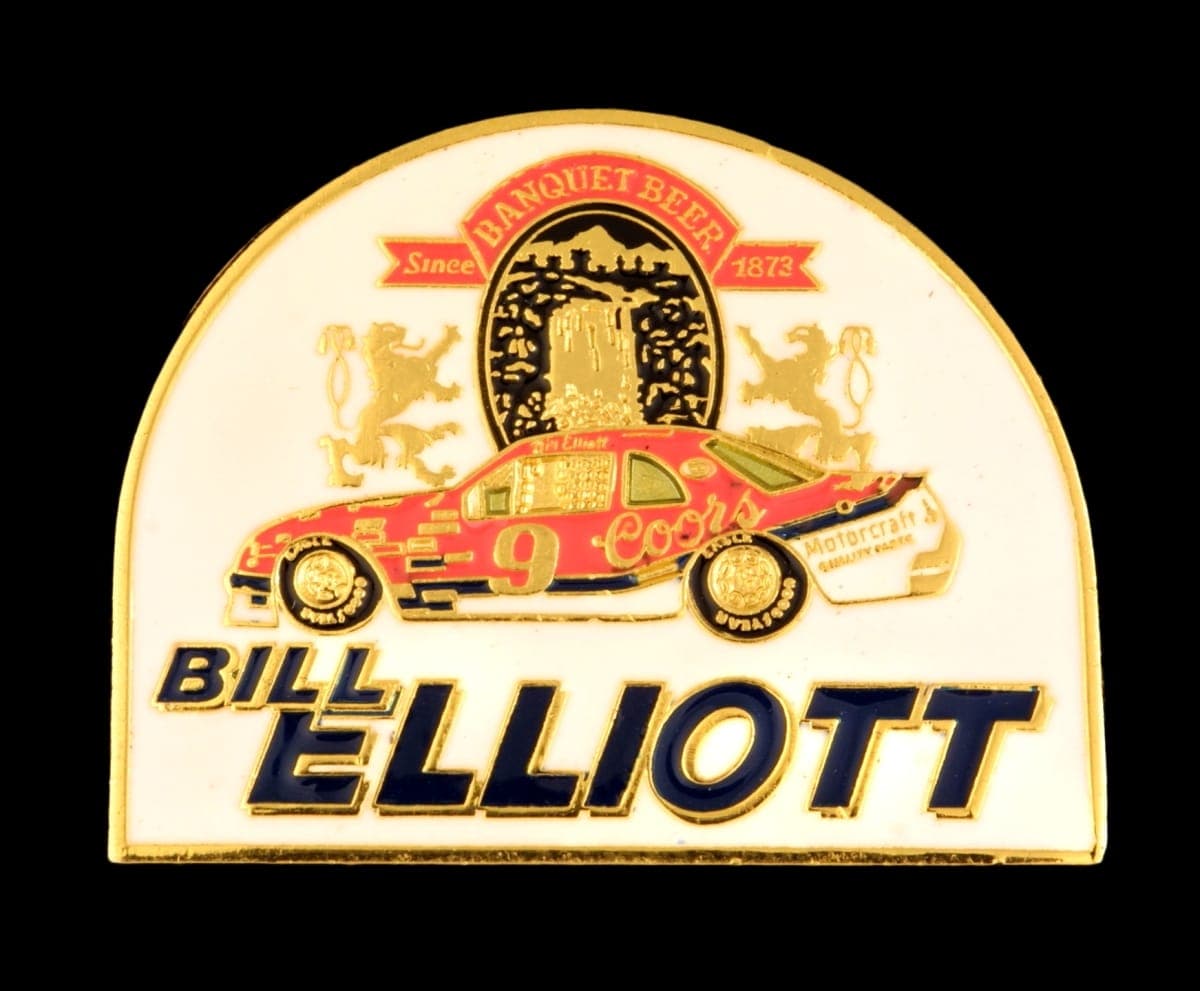 Lapel Pin Promoting Bill Elliott's Number Nine Ford Thunderbird, 1985