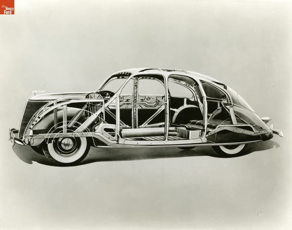 Photograph, Cutaway Side View Illustration of 1936 Lincoln Zephyr Automobile