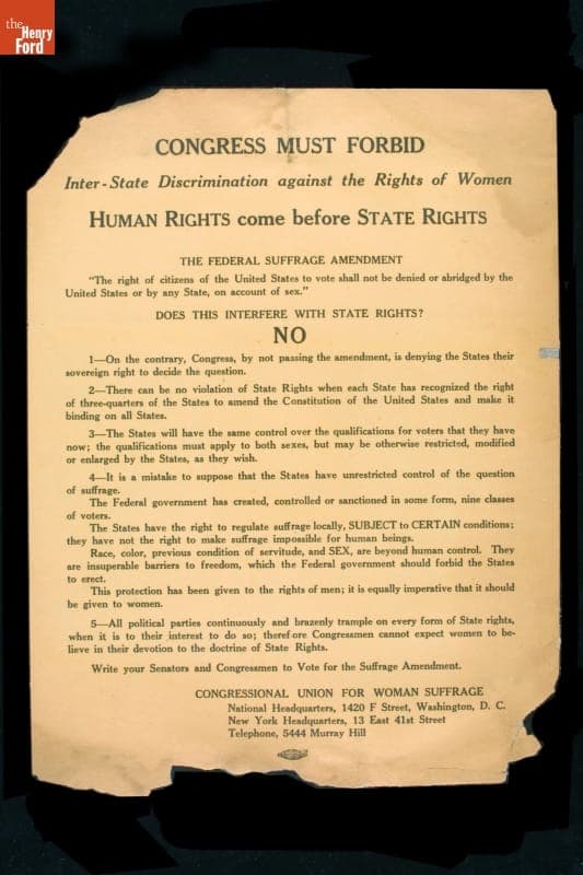 "Congress Must Forbid Inter-State Discrimination Against the Rights of Women," circa 1916