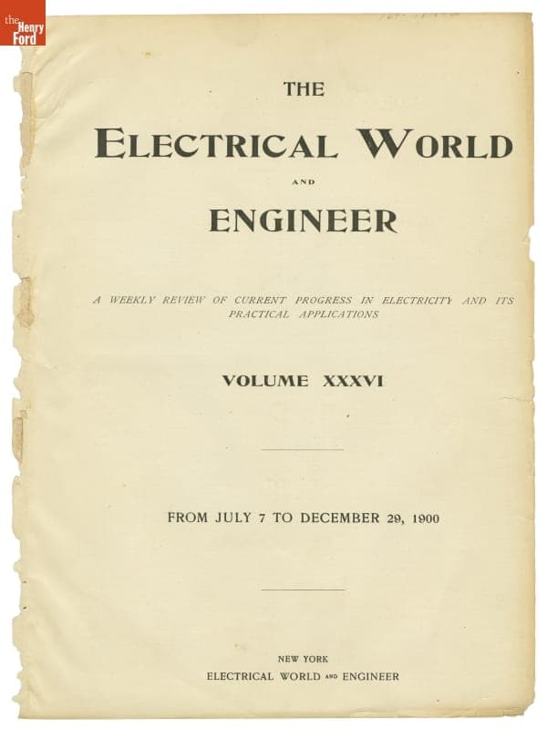 "Electrical World and Electrical Engineer" Magazine, Bound Volume for July 7-- December 29, 1900 (Vol. 36)