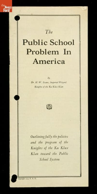 "The Public School Problem in America," 1924