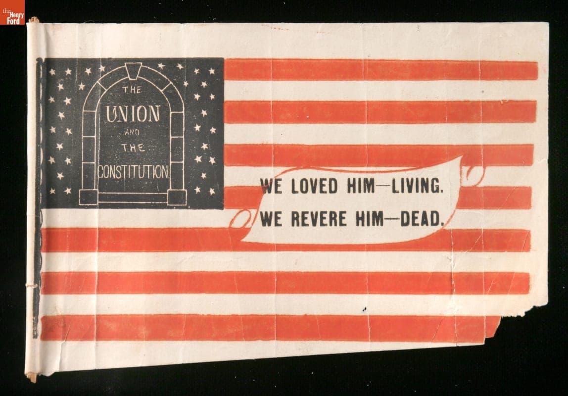 Paper Flag Commemorating Abraham Lincoln's Death, 1865