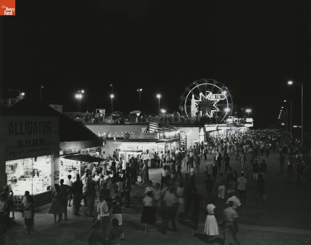 Daytona Beach Boardwalk and Fun Fair at Night, 1965