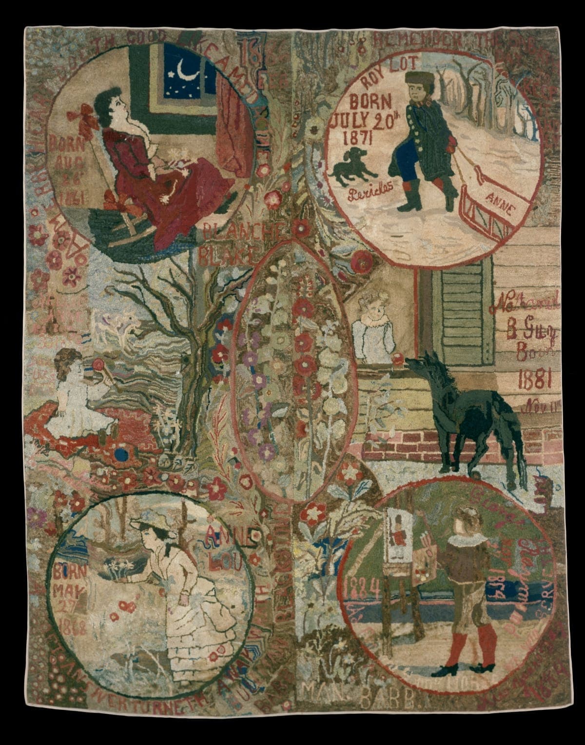 Pictorial Rug of Blackstone Family, circa 1885