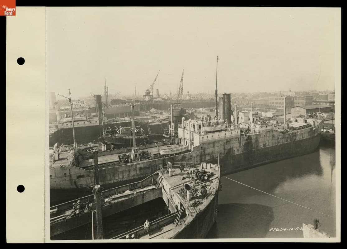 Salvage Ship Storage at Ford Motor Company Rouge Plant Shipyard, 1926