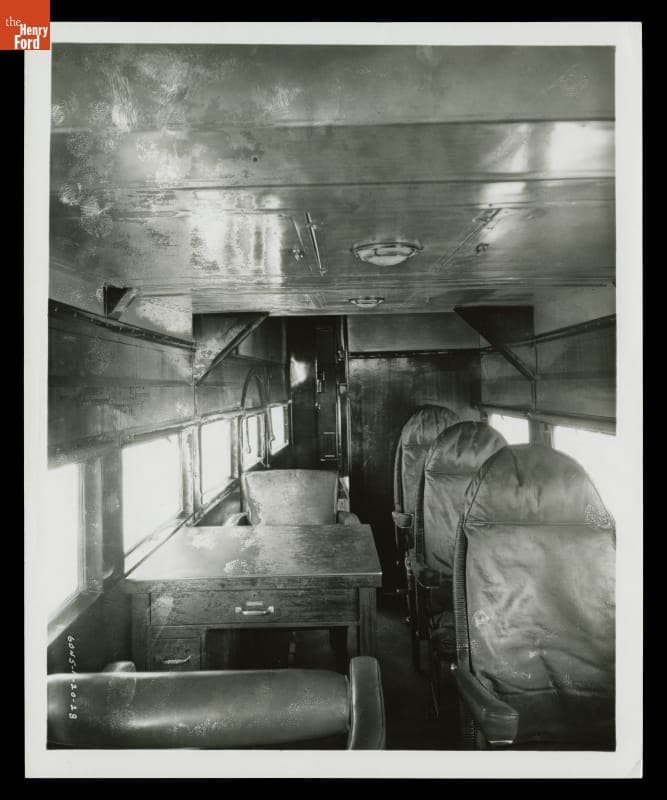 Interior of Ford Tri-Motor Airplane with Charles Lindbergh's Desk, 1928