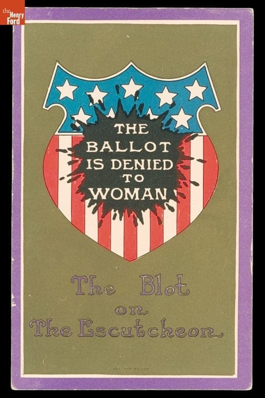 "The Ballot is Denied to Woman, The Blot on the Escutcheon," 1910