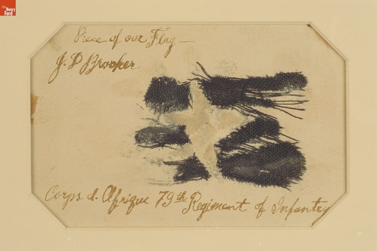 Piece of Flag Used by the Corps d'Afrique, 79th Regiment, United States Colored Troops, 1861-1865