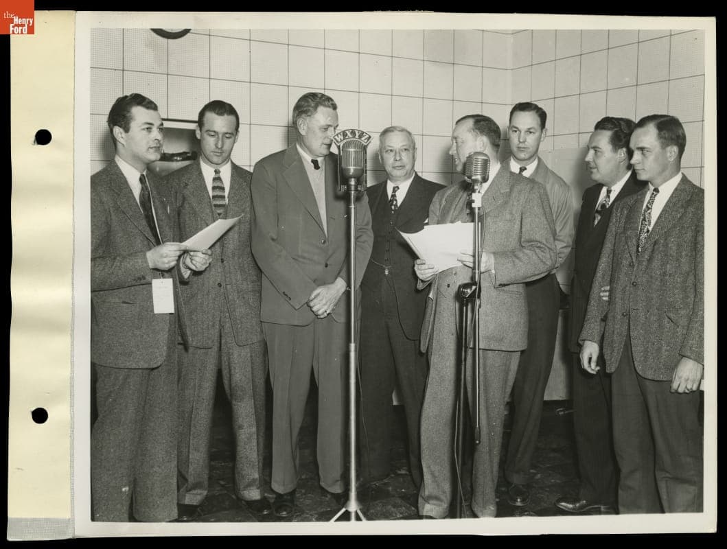 Bob Murphy at B-24 Radio Station Broadcasting Studio, Willow Run Bomber Plant, 1944