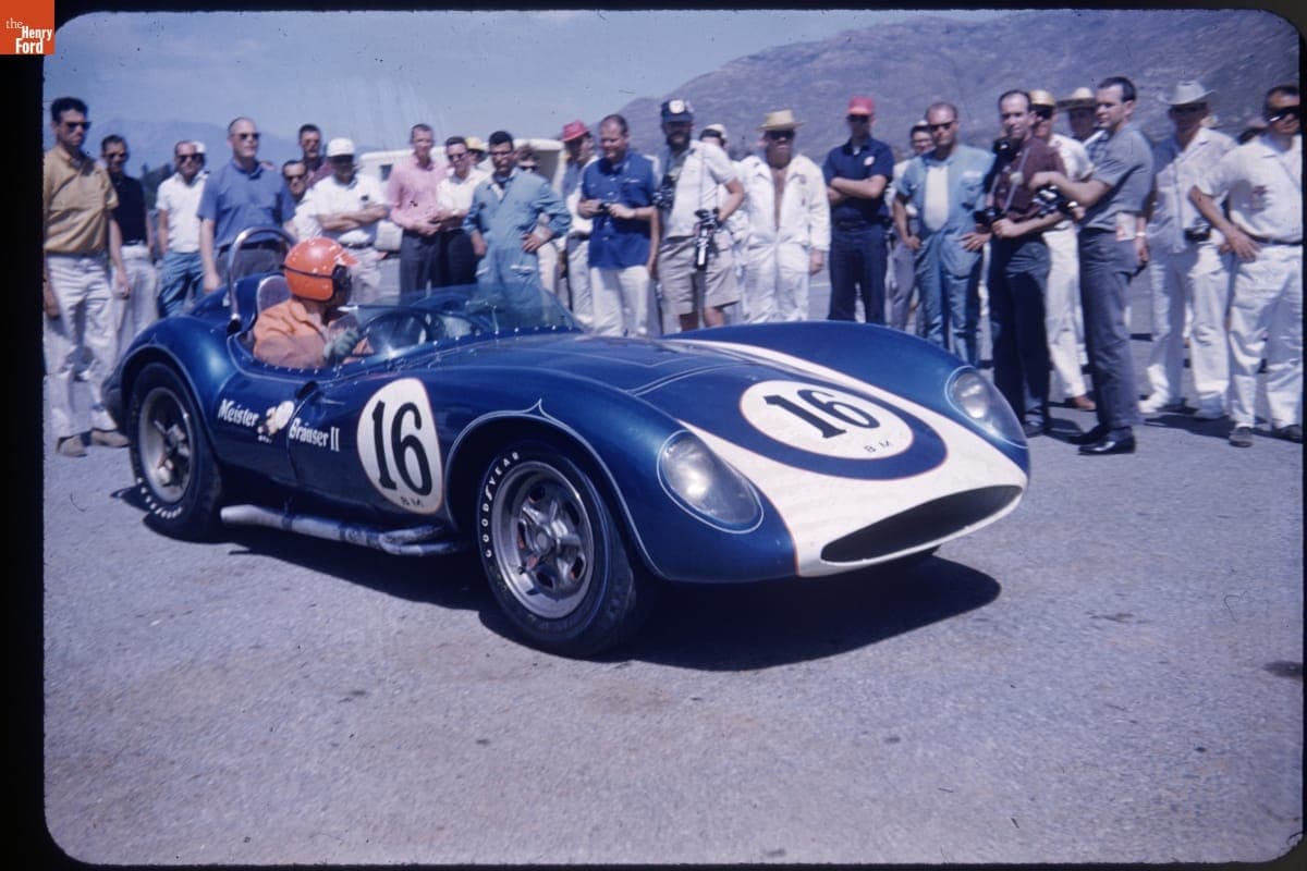 Lance Reventlow in Scarab Mark II at International Grand Prix Sports Car Road Race, Riverside, California, April 1960