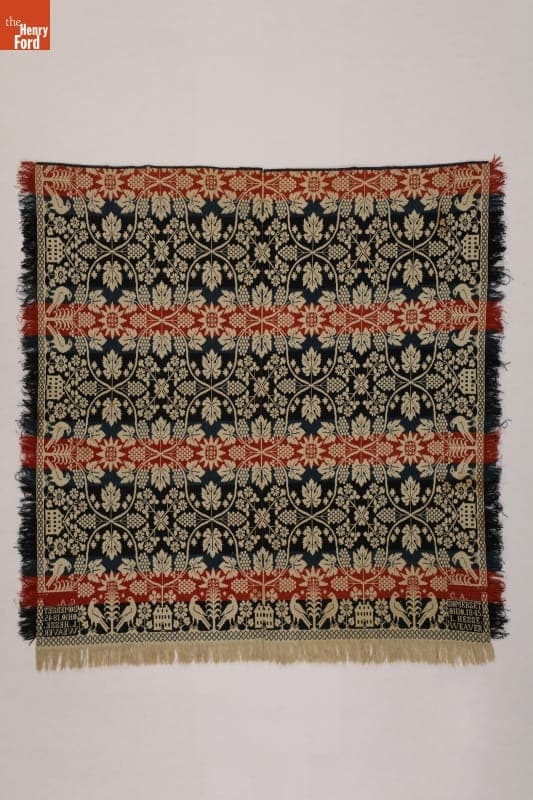 Coverlet Woven by L. Hesse, 1845