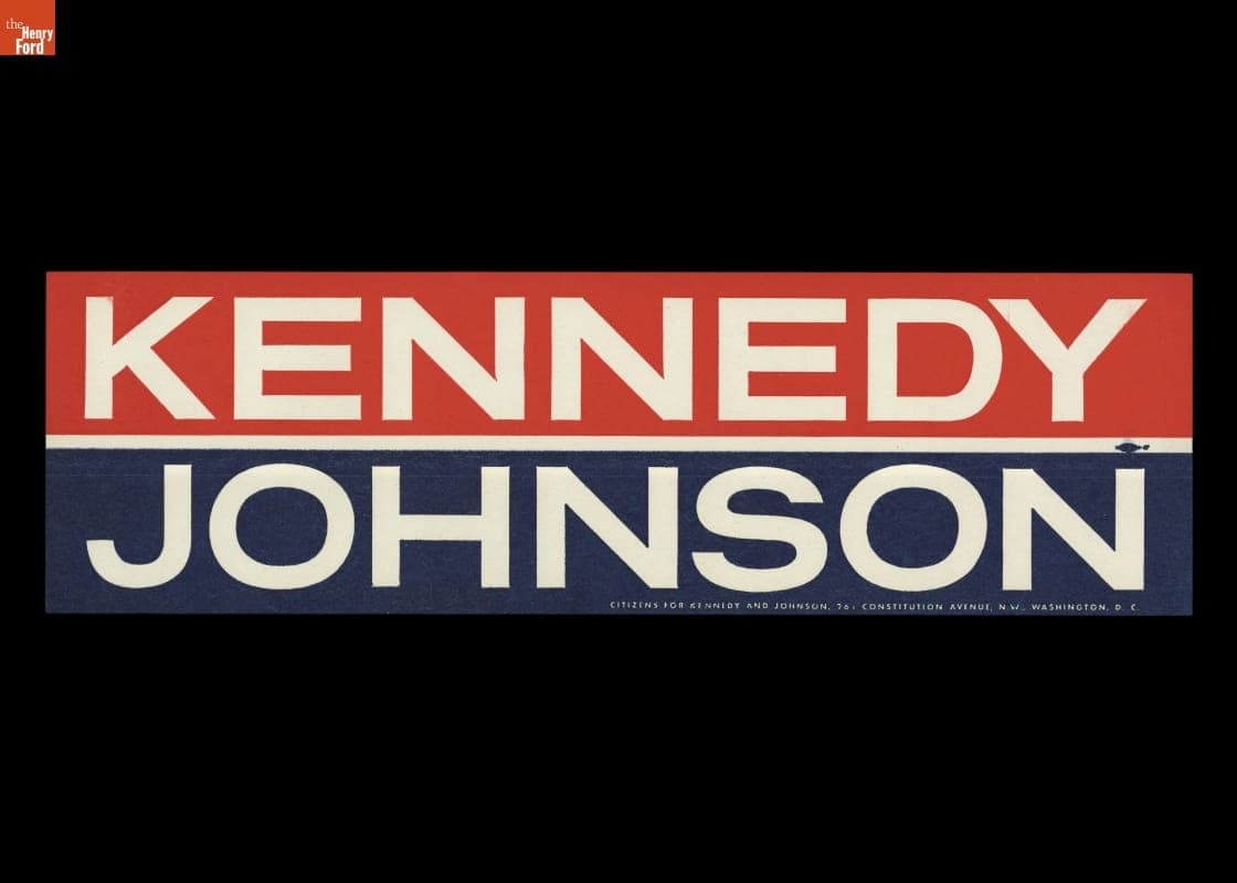 Political Campaign Bumper Sticker, "Kennedy / Johnson," 1960