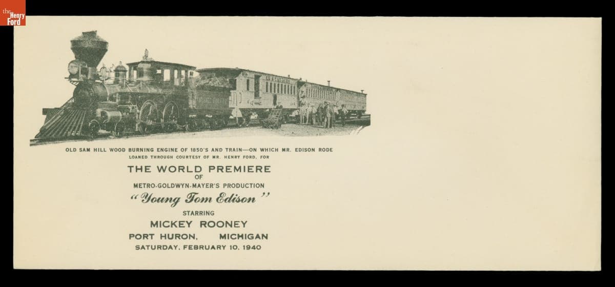 Souvenir from "Young Tom Edison" Movie Premiere and "Edison Days" Celebration in Port Huron, Michigan, February 10-11, 1940