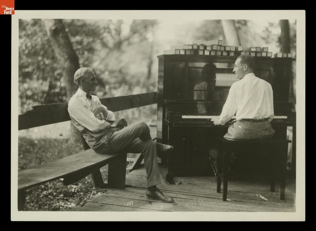 Henry Ford and Edsel Ford with Player Piano on a "Vagabonds" Camping Trip, July 1921