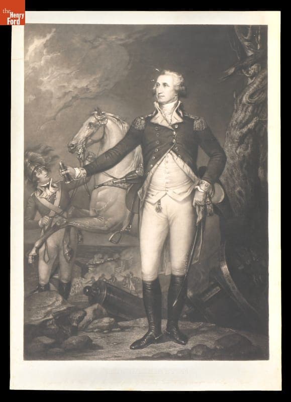 Engraving, "Gen. George Washington (On the Battlefield at Trenton)," circa 1845