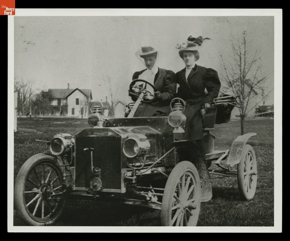 Women in a Ford Model N Roadster, circa 1907