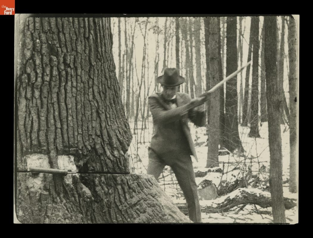 Henry Ford Chopping a Tree, circa 1915