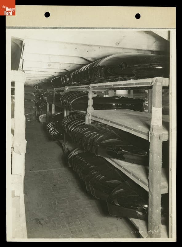 Racks with Completed Rear Fenders, Ford Rouge Plant, 1935