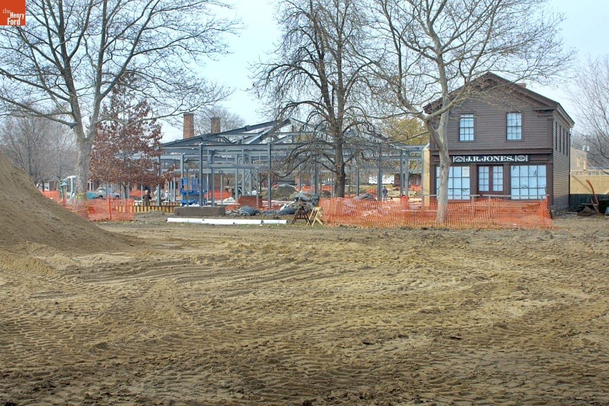 Lodge at Christie & Main Construction and J.R. Jones General Store during the Greenfield Village Restoration Project, November 2002