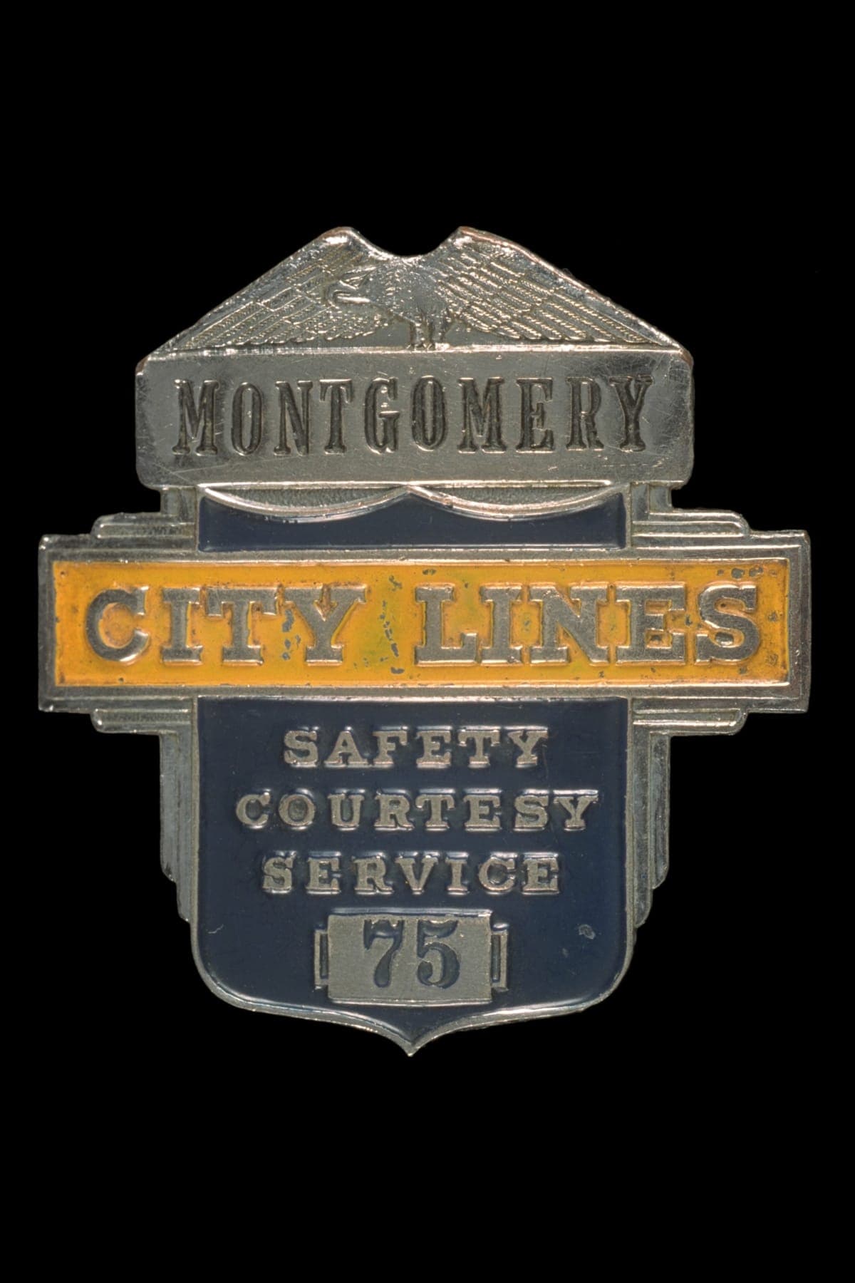 Bus Driver's Badge from Montgomery City Bus Lines, circa 1955