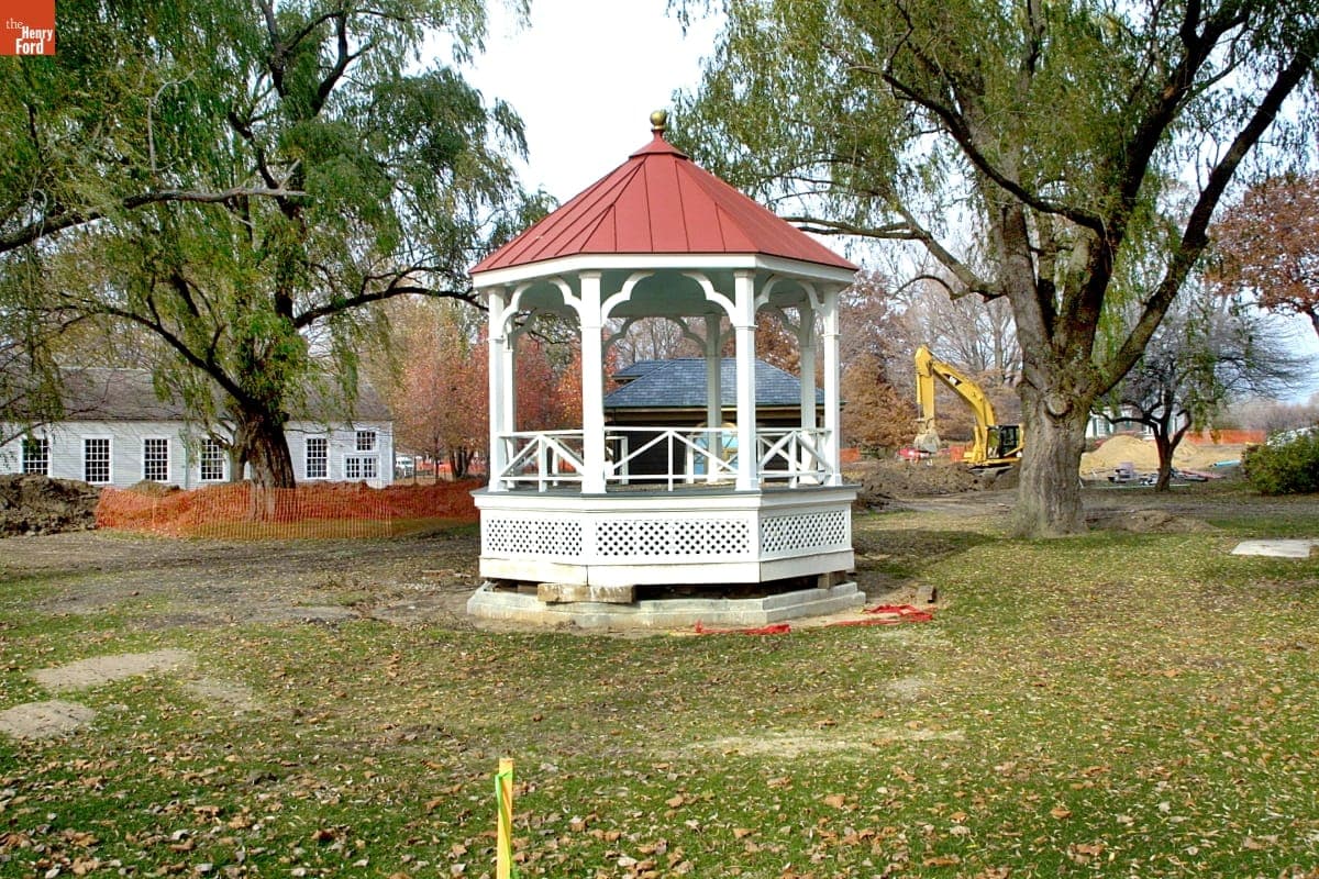 Bandstand at New Site after Relocation during the Greenfield Village Restoration Project, November 2002