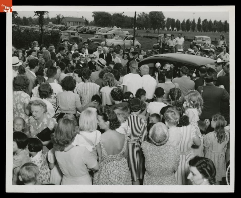 Henry and Clara Ford in Levagood Park, Dearborn, Michigan, on Henry Ford's 83rd Birthday, July 30, 1946