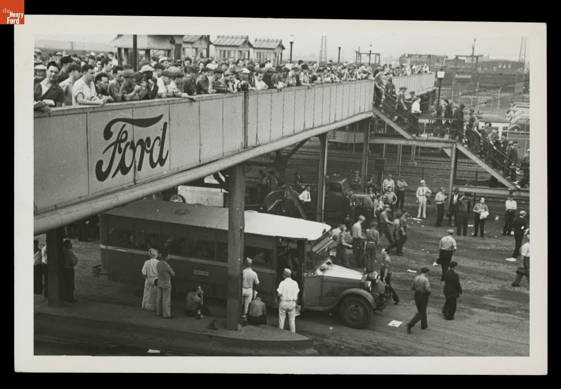 Distributing Labor Union Literature to Workers at the Ford Rouge Plant, 1937