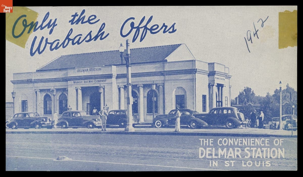 Handbill for Wabash Railroad Company, "Only the Wabash Offers the Convenience of Delmar Station in St. Louis," Missouri, 1942