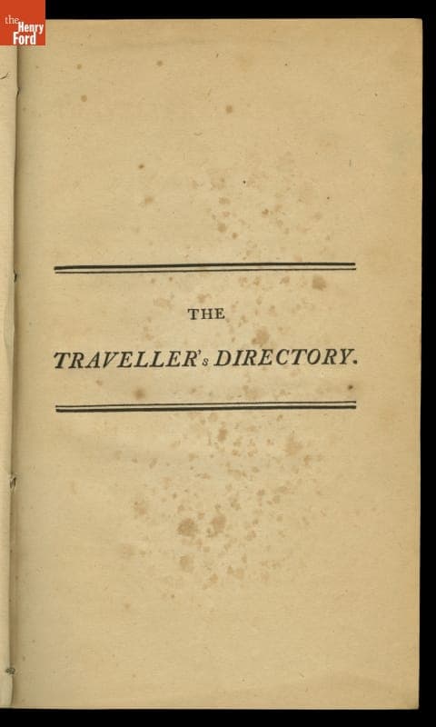 "The Traveller's Directory," from Philadelphia to New York and Philadelphia to Washington, 1802