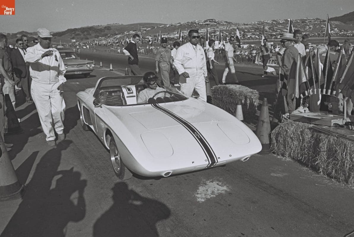 Dan Gurney Driving Ford Mustang I Experimental Sports Car, Pacific Grand Prix, Laguna Seca, October 1962