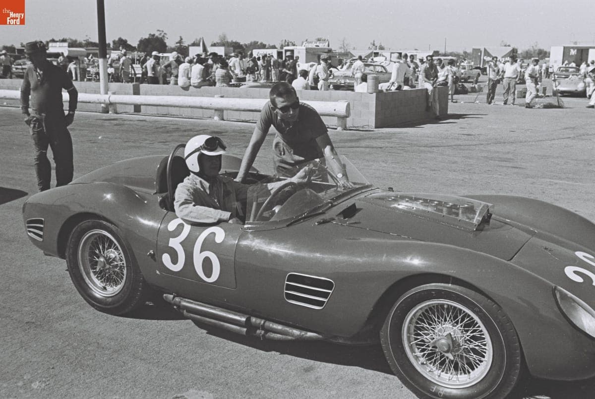 Preparing for the 4th Annual Grand Prix for Sports Cars, Riverside, California, October 1961