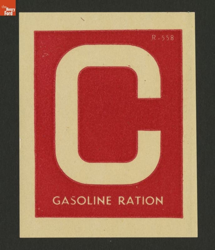 Gasoline Rationing Sticker for Automobiles, Series "C," 1941-1945