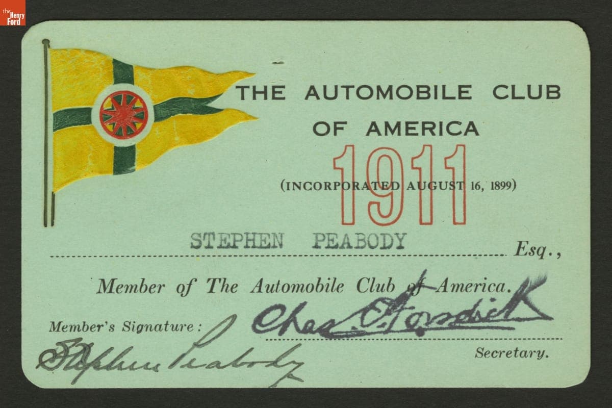 Automobile Club of America Membership Card, 1911