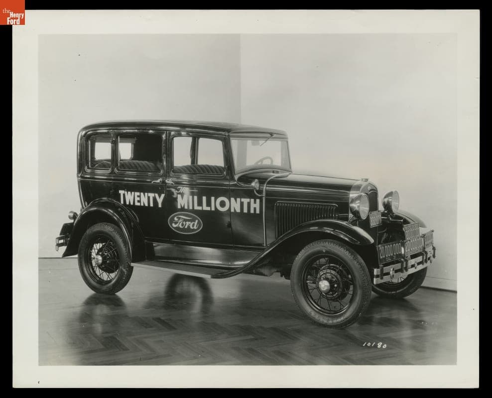 The 20-Millionth Ford Car, a 1931 Ford Model A, inside Henry Ford Museum in 1931