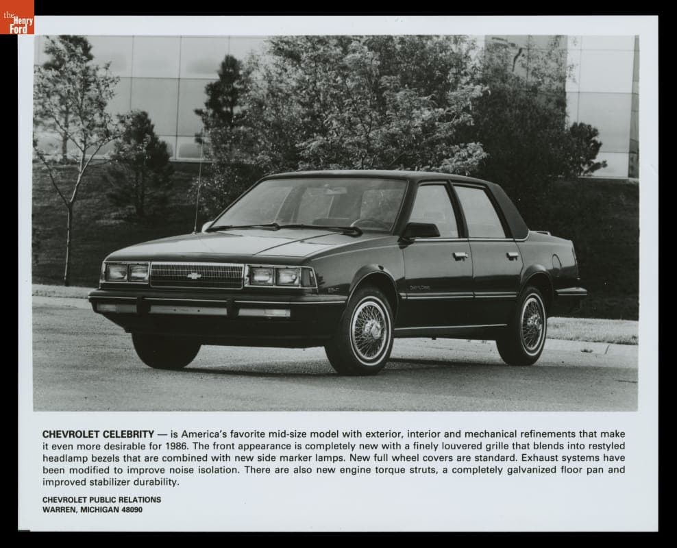 Press Release Photo of a 1986 Chevrolet Celebrity Automobile