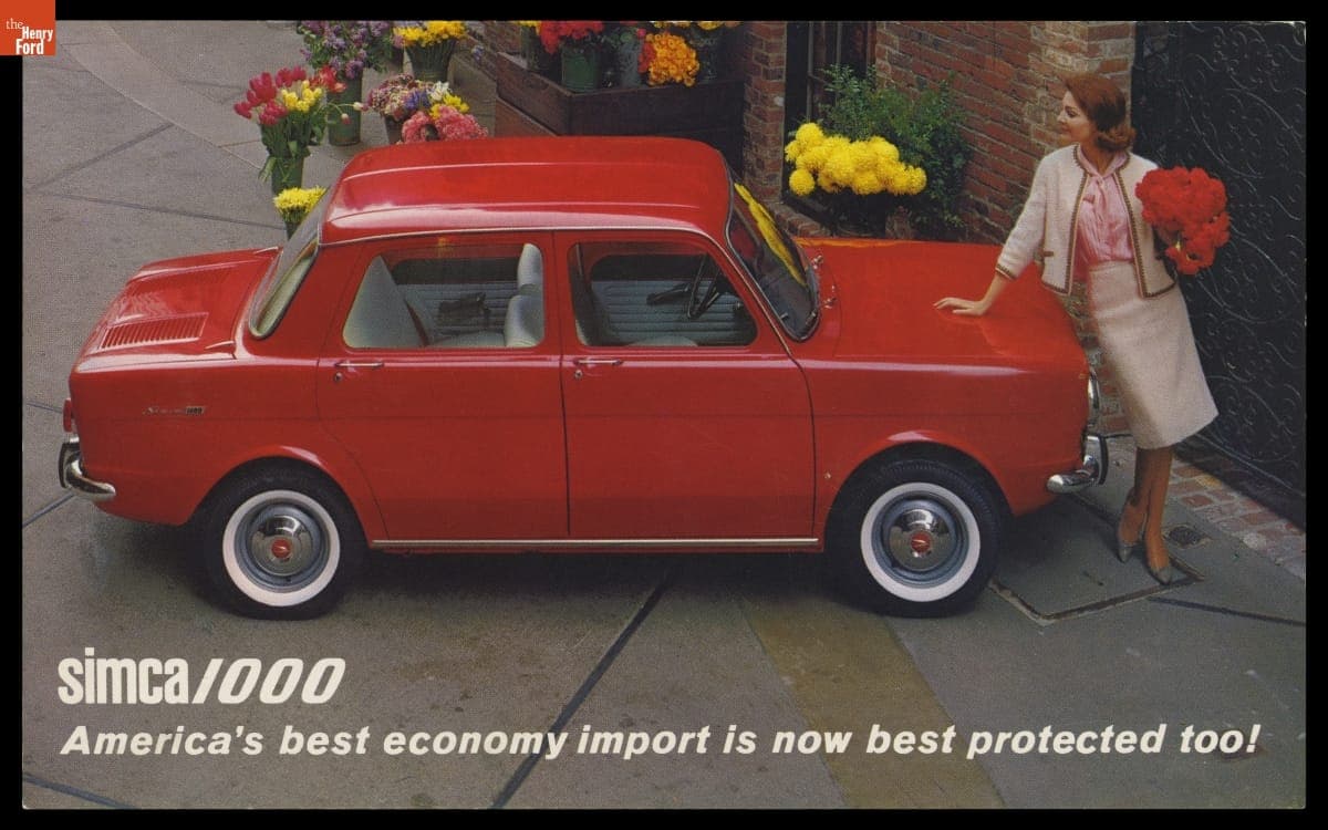 Postcard, "Simca 1000, America's Best Economy Import is Now Best Protected Too!," circa 1963