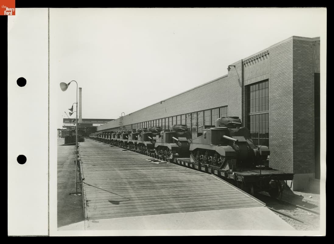 British M-3 Grant-Lee Medium Tanks Shipped to Ford Plant for Repairs, Richmond, California, 1942