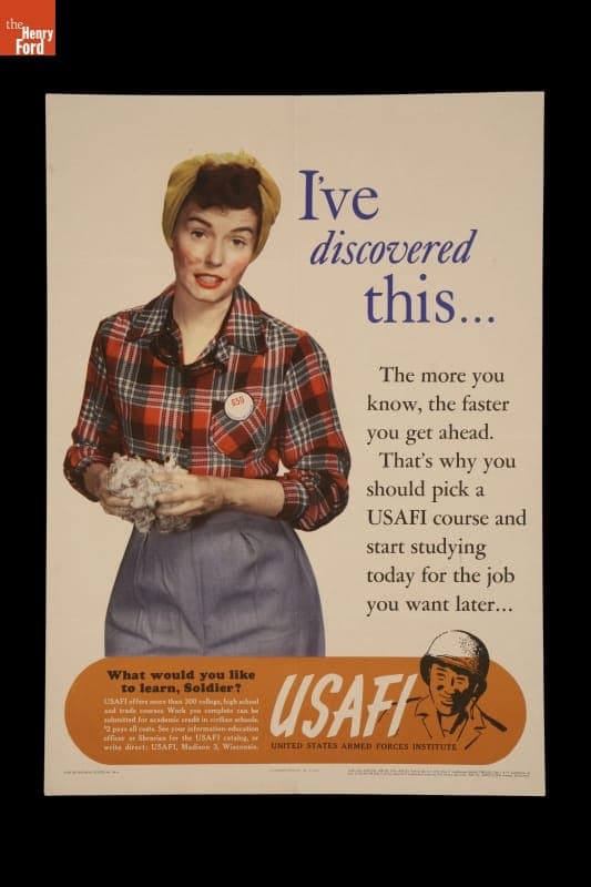 World War II Poster, "I've Discovered This: the More You Know, the Faster You Get Ahead," 1945