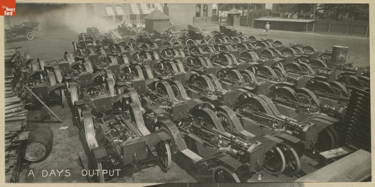 A Day's Output at Ford Piquette Avenue Plant, Detroit, Michigan, circa 1908