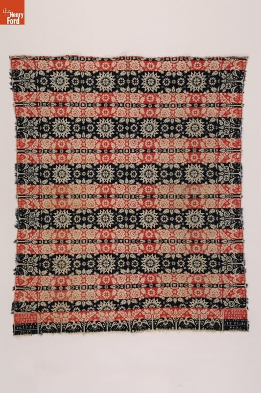 Jacob C. Schriver Coverlet Woven in 1841 for Leah Heiges