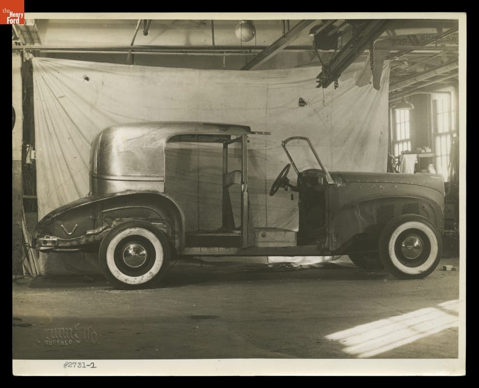 Photograph of Automobile with Brunn Body in Progress, circa 1938