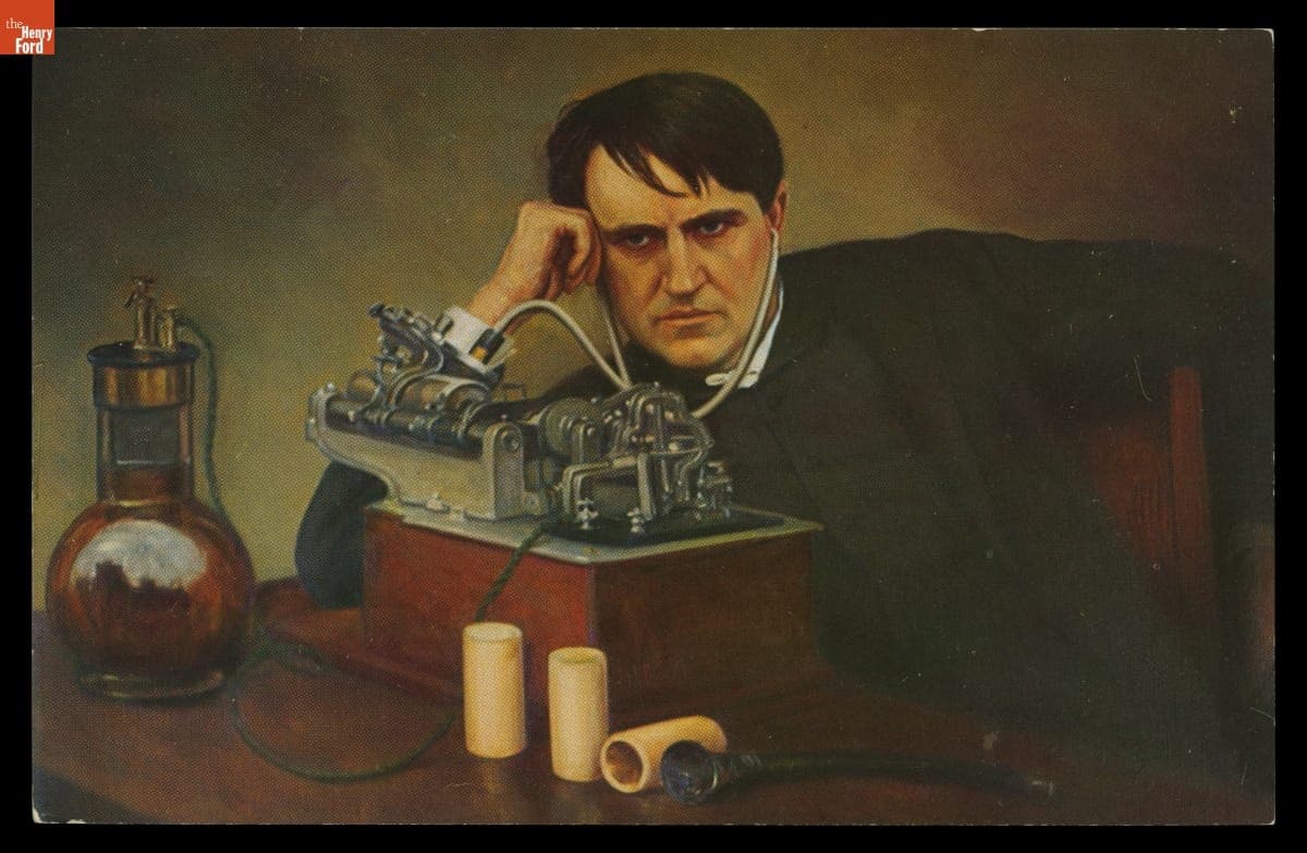 Thomas A. Edison with his Perfected Phonograph of 1888