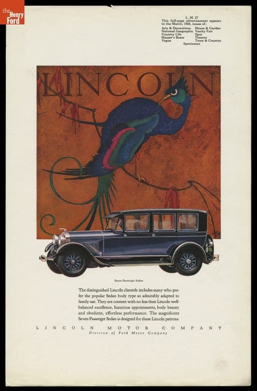 Advertisement for the 1928 Lincoln Seven Passenger Sedan