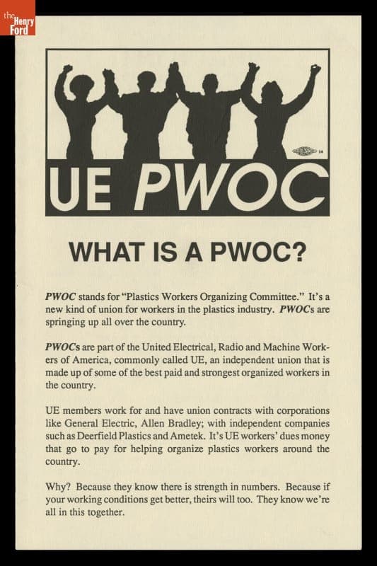Union Recruiting Brochure, "UE PWOC, What is a PWOC?," 1990