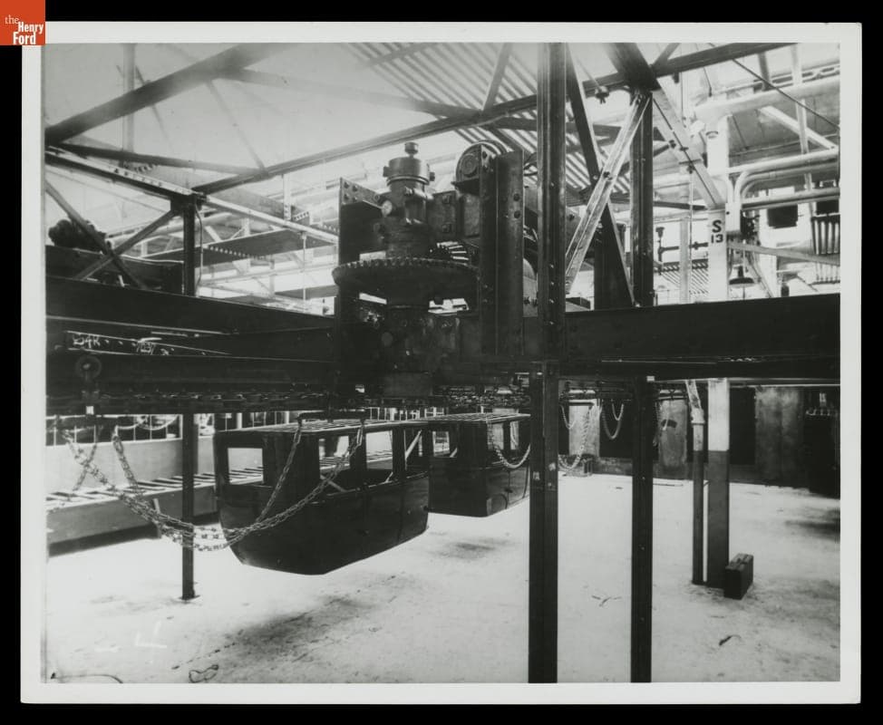 Ford Model T Bodies on a Conveyor at the Highland Park Plant, circa 1925